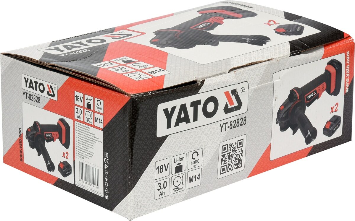 Leņķa slīpmašīna YATO 18V + 2 akumulatori YT-82828