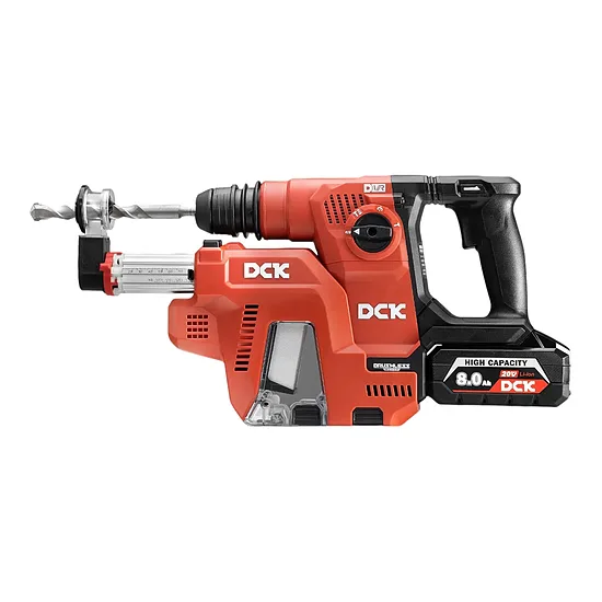 DCK KRHDE20V-26R2KIT bezvadu perforators ar putekļu nosūkšanu SDS+, 2,6 J, 20V (ar 2×8,0Ah akumulatoriem un lādētāju)
