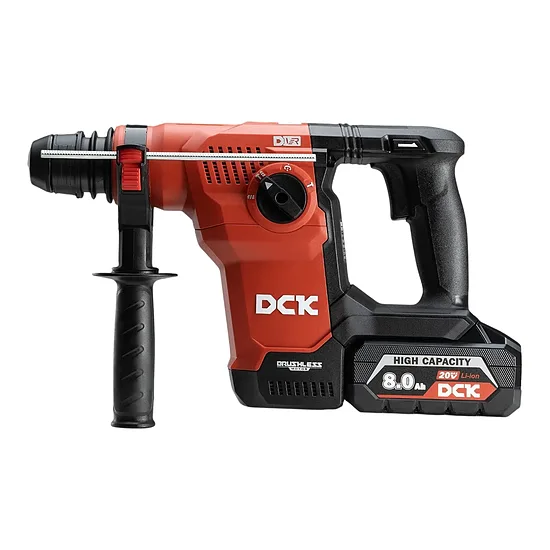 Bezvada bezsuku perforators DCK KRH20V-28R2K SDS+, 3,6J, 20V (2x8,0Ah akumulatori, lādētājs)