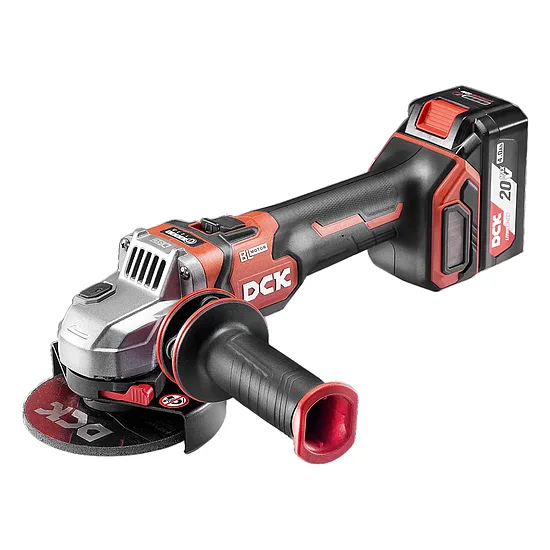 DCK KDSM04-125FK bezvada bezsuku leņķa slīpmašīna 125 mm, 20V, ar 2×5.0Ah akumulatoriem un lādētāju