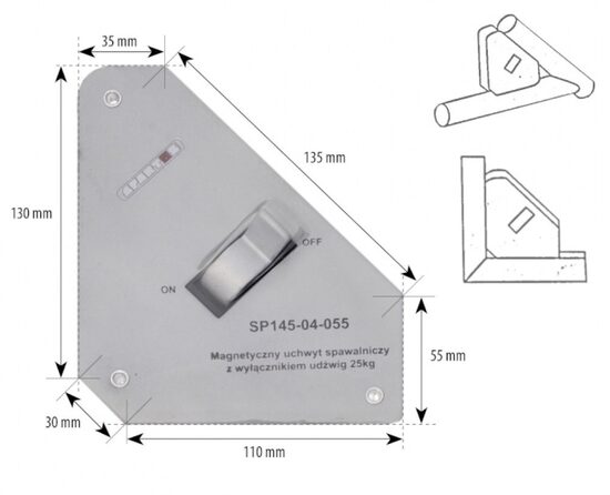 Metināšanas magnēts ar slēdzi 25kg