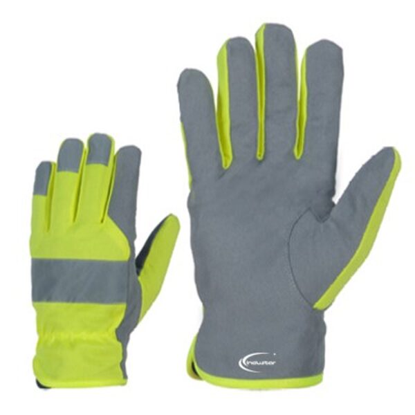 Work gloves made of non-slip original synthetic AMARA leather with reflective stripes on a fleece lining