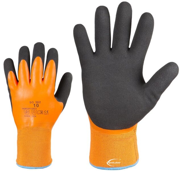 Work gloves, waterproof, double-coated with acrylic-lined latex