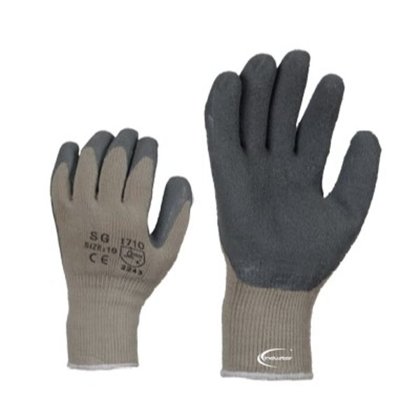 Rough latex coated knitted wool-lined work gloves