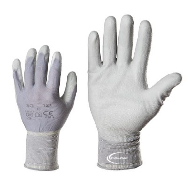 Knitted nylon work gloves, PU coating on the palm