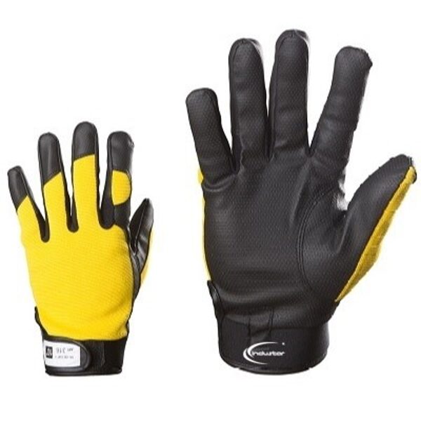 Synthetic leather work gloves with adjustable cuff