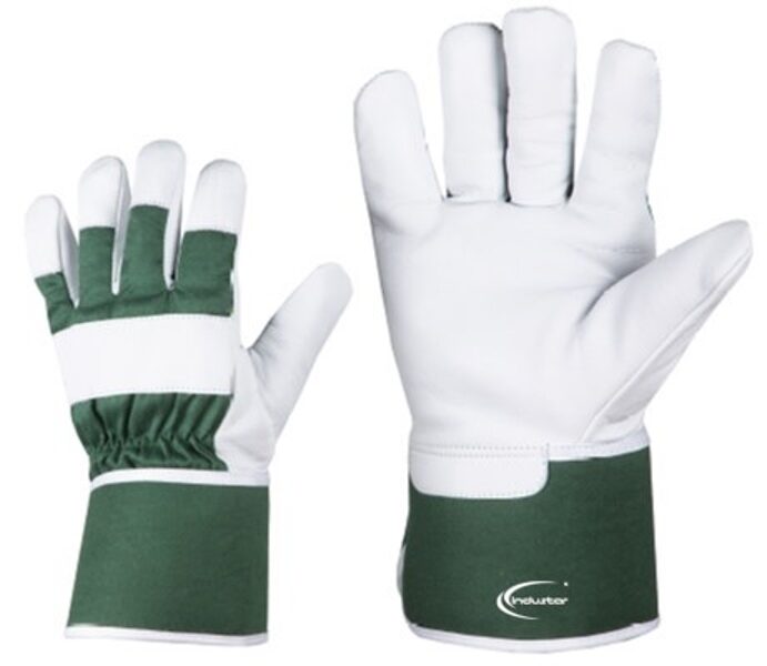 Leather work gloves, smooth (buffalo leather/fabric) semi-lined