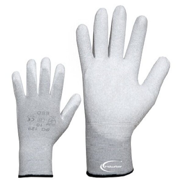 Antistatic ESD-work gloves knitted nylon. Polyurethane coating on the palm