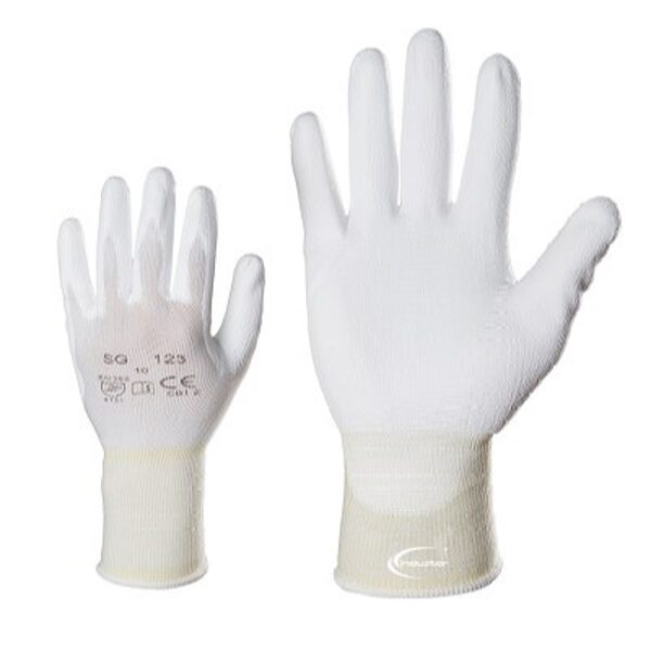 Knitted nylon work gloves, PU coating on the palm