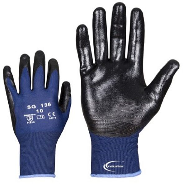 Elastic polyester work gloves with a good grip, Foam Nitrile coating on the palm