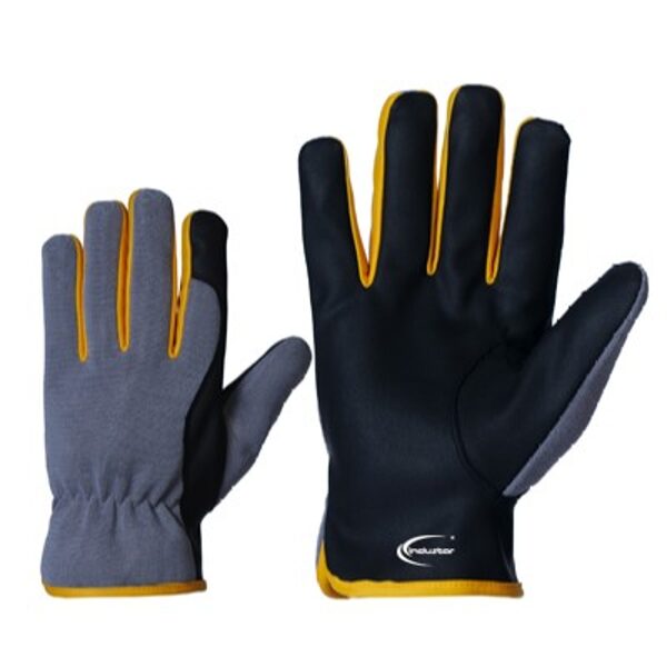 Synthetic work gloves with fleece lining