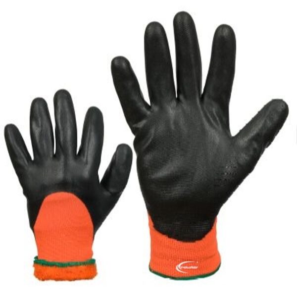 Knitted nylon thermo-lined work gloves with smooth foam nitrile