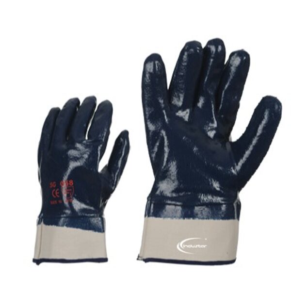 Cotton jersey work gloves with full nitrile coating