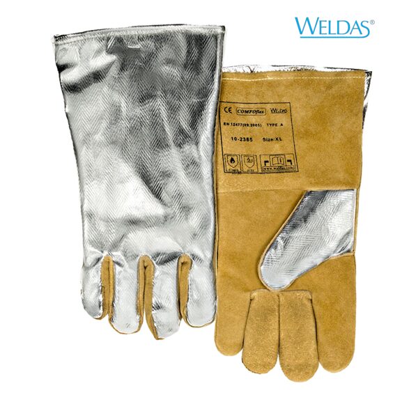 Work welding gloves Weldas COMFOflex® with aluminized back to reflect radiant heat
