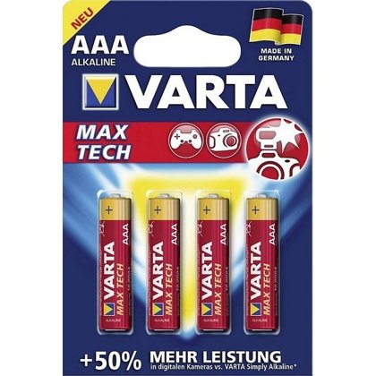 Baterijas Varta Max Tech AAA 4 gab. iepakojumā