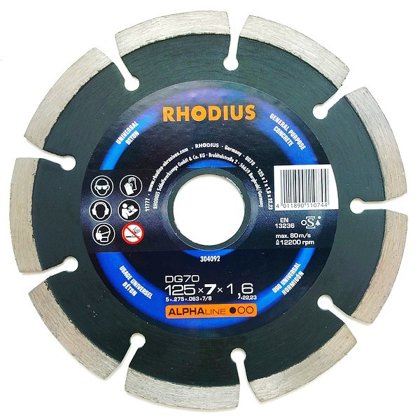 Rhodius dimanta griešanas disks DG70 125x7x1.6x22.23