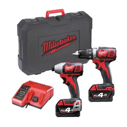 Milwaukee akumulatora instrumentu komplekts M18 BPP2D-402C (M18BDD, M18BID) 2x4.0Ah Li-Ion