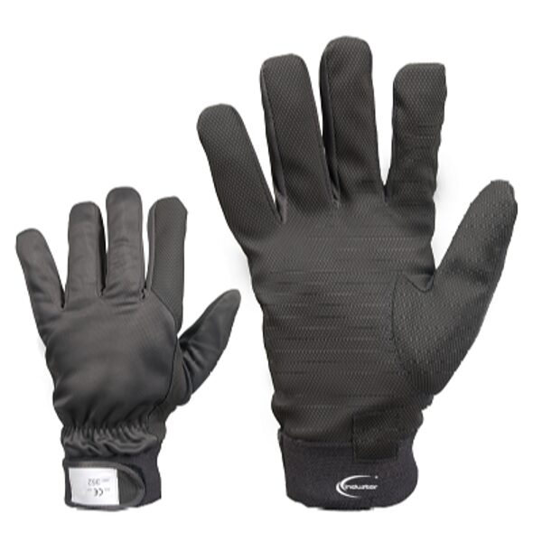Fleece-lined synthetic leather work gloves with adjustable cuff