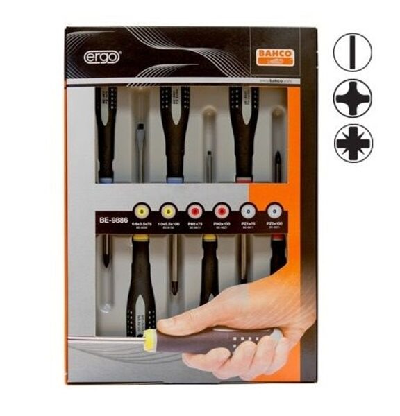 Screwdriver set BAHCO ERGO™ 6 pcs - PH1/2; PZ1/2; SL3.5/5.5
