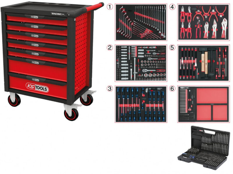 KS Tools tool trolley RACINGline, 7 drawers + 598 pcs. set