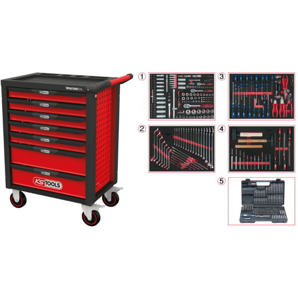 KS Tools tool trolley RACINGline, 7 drawers + 515 pcs. set