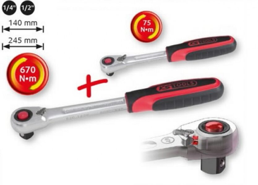 KS Tools ratchet set 1/4 "-1/2" 2 pcs. SLIMPOWER