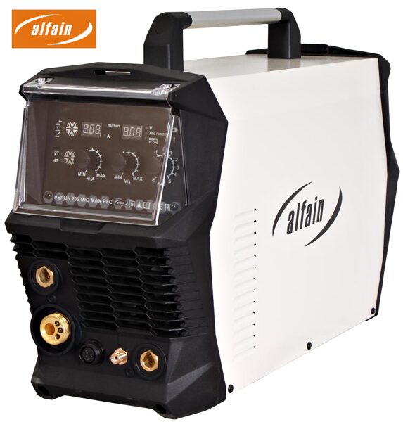 Welding machine ALFAIN PERUN 200 MIG MAN PFC inverter for MMA, MIG/MAG and TIG welding. IGBT technology