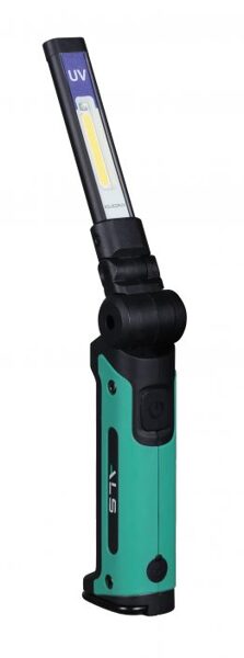 ALS Slim Light 200 UV uzlādējams COB LED gaismeklis, īpaši plāns, 360° kustīga gaismas galva