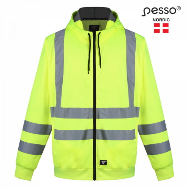Augstas redzamības jaka ar kapuci, FLO3, CL2, dzeltena, Pesso
