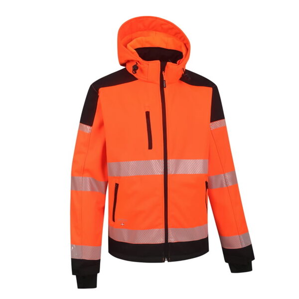 Augstas redzamības softshell jaka Palermo, oranža/melna, Pesso