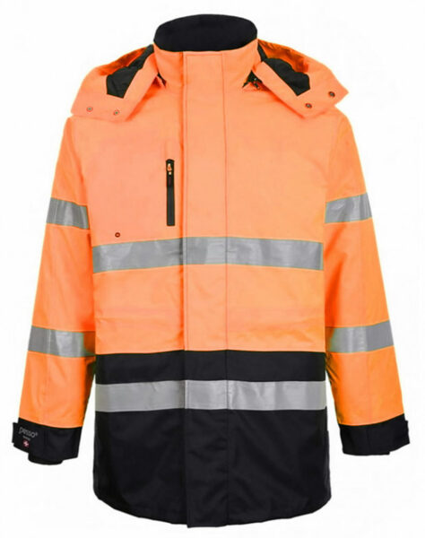 Augstas redzamības ziemas jaka Montreal, oranža/tumši zila, Pesso