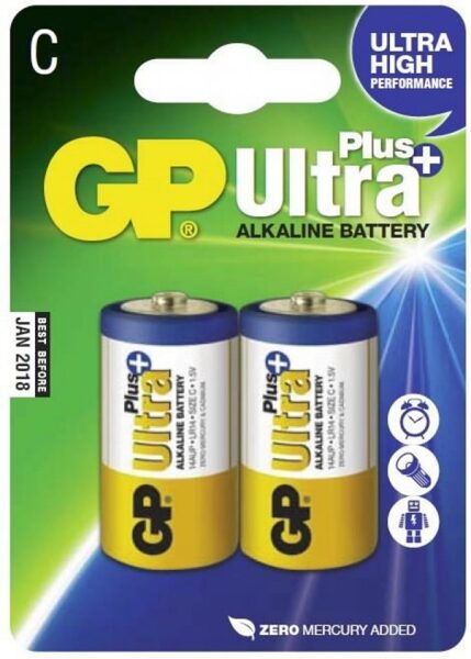 Baterijas C/LR14, 1.5V, Ultra Plus Alkaline, 2 gab., Gp