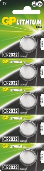 Baterijas CR2032, 3V, Lithium, 5 gab., Gp