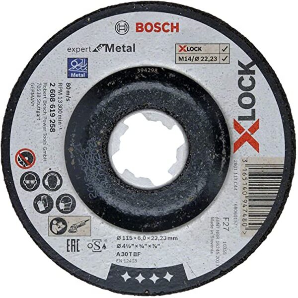 Bosch X-Lock Slīpēšanas disks metālam - izliekts, 125x6x22.23 mm (A 30 T BF)
