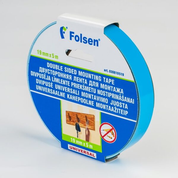 Divpusējā līmlente balts 19mmx5mx1,1mm, Folsen