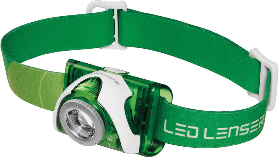 Galvas lampa SEO3 Green, 3xAAA, balta/sarkana g, IPX6, 100lm, LedLenser
