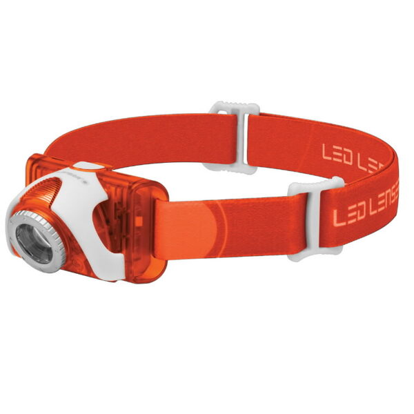 Galvas lampa SEO3 Orange,3xAAA, balta/sarkana g, IPX6, 100lm, LedLenser