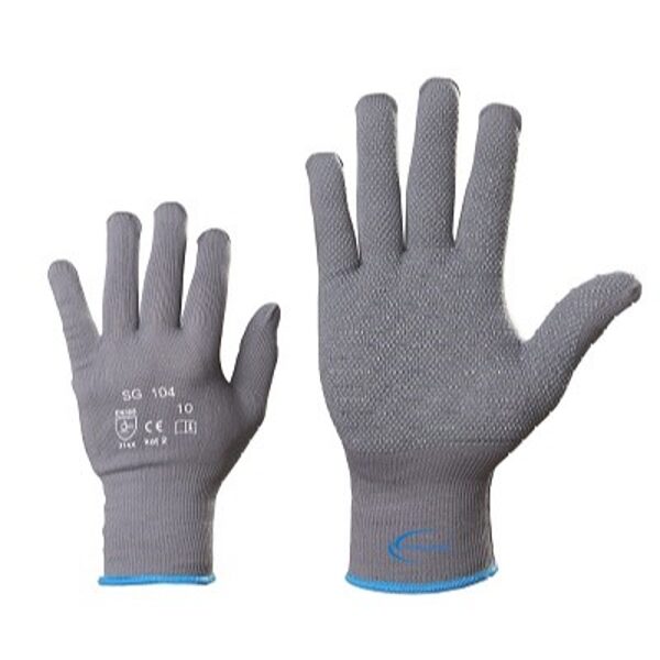 Nylon knitted work gloves, dotted palm