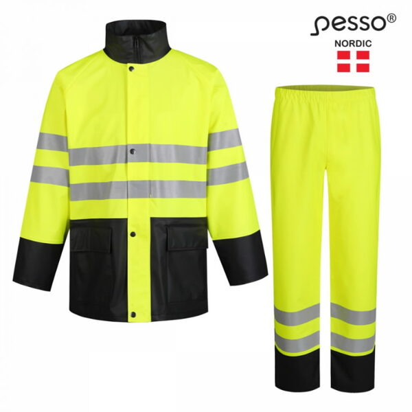 Lietus apģērba komplekts GPUHV3205_G,Hi-Vis CL2, dzelt/melns, Pesso