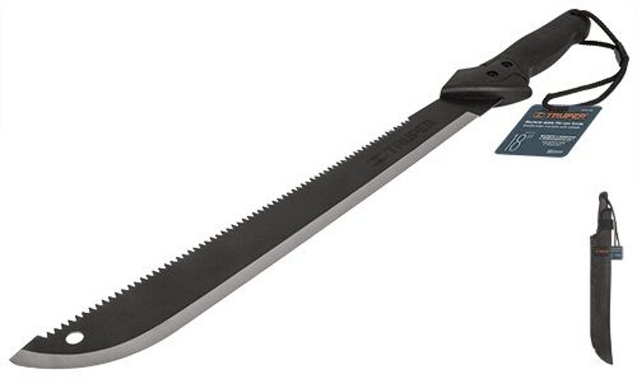 Double machete, knife type + saw, 46 cm, with case 13098