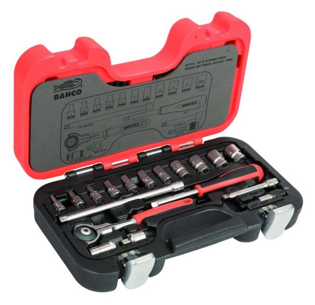 BAHCO barrel set 1/4 "4-13mm barrels, swivel head ratchet + long and short tips. 65pcs.