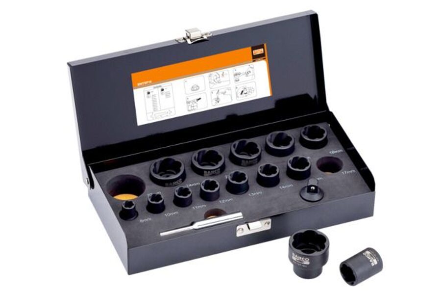 BAHCO barrel set 16 pcs 3/8 "and 1/2" 8-27mm