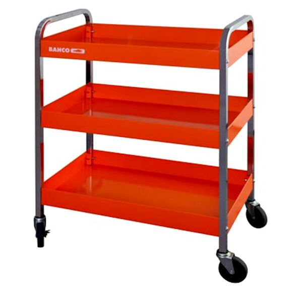 Trolley BAHCO on wheels with 3 shelves, orange