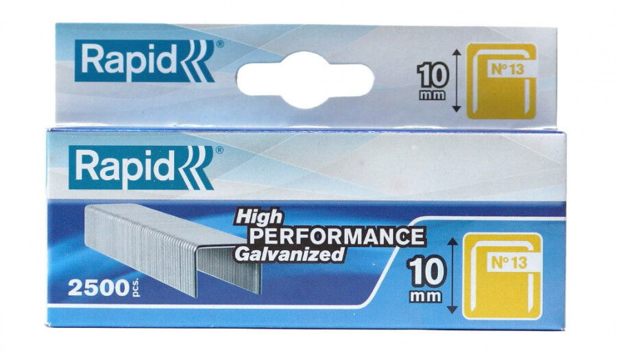 Staples 13/10 2500 pcs., 10.6x0.7 mm, yellow, in a cardboard box, Rapid