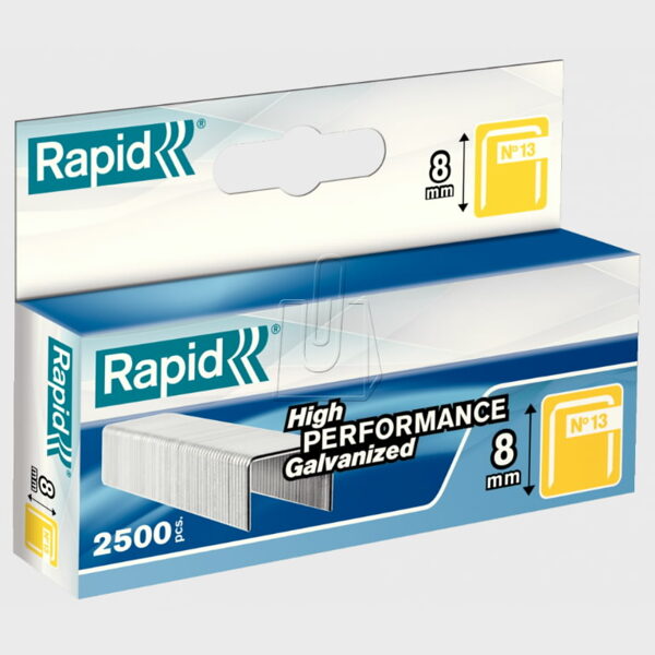 Staples 13/8 2500 pcs., 10.6x0.7 mm, yellow, in a cardboard box, Rapid