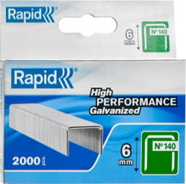 Staples 140/6 2000 pcs., 10.6x1.3mm, green, Rapid