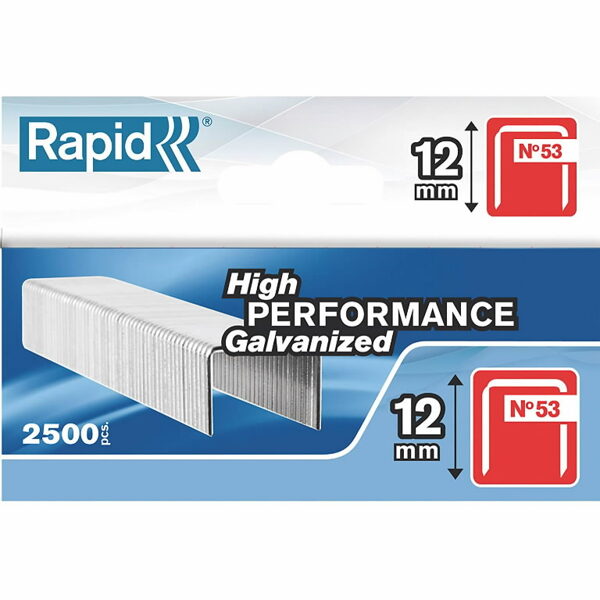 Staples 53/12 2500 pcs. 11.4x0.75 mm, red, in a cardboard box, Rapid