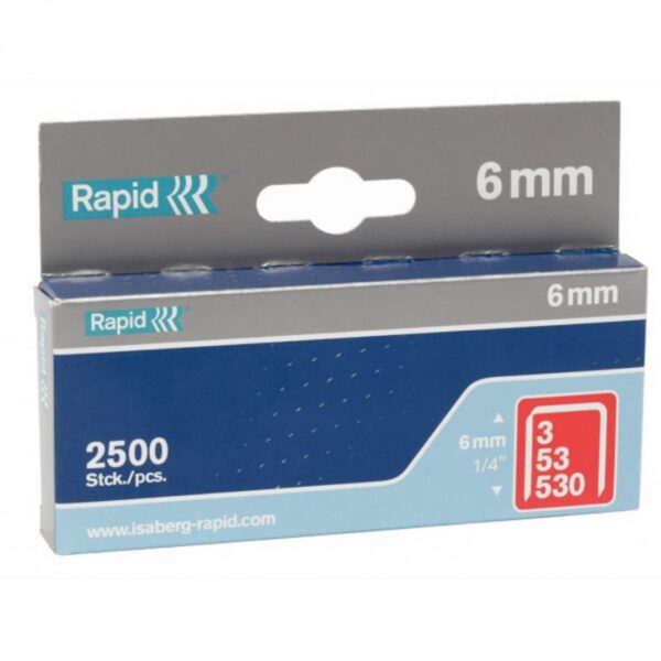 Staples 53/6 2500 pcs., 11,4x0,75 mm, red, in a cardboard box, Rapid