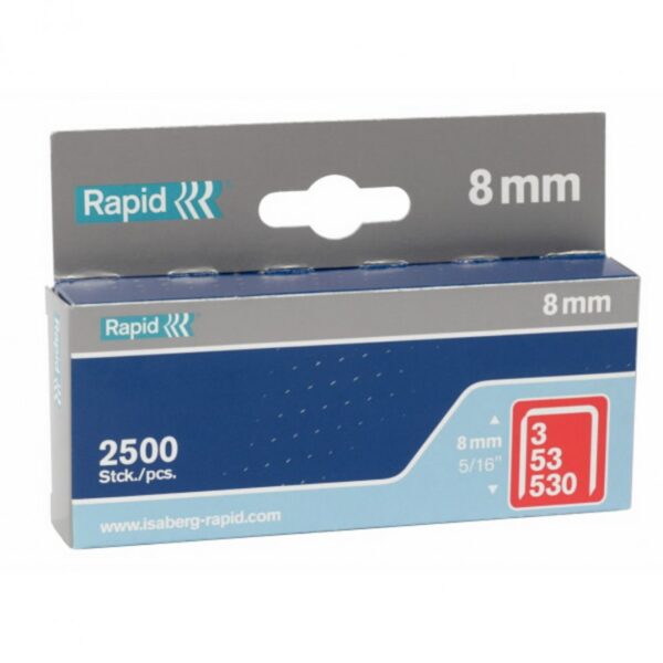 Staples 53/8 2500 pcs. 11.4x0.75 mm, red, in a cardboard box, Rapid