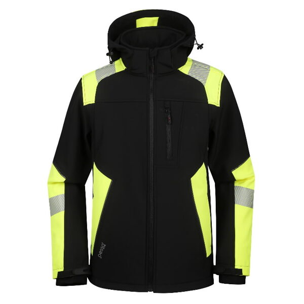 Softshell jaka Astra, HI-VIS melna/dzeltena, Pesso